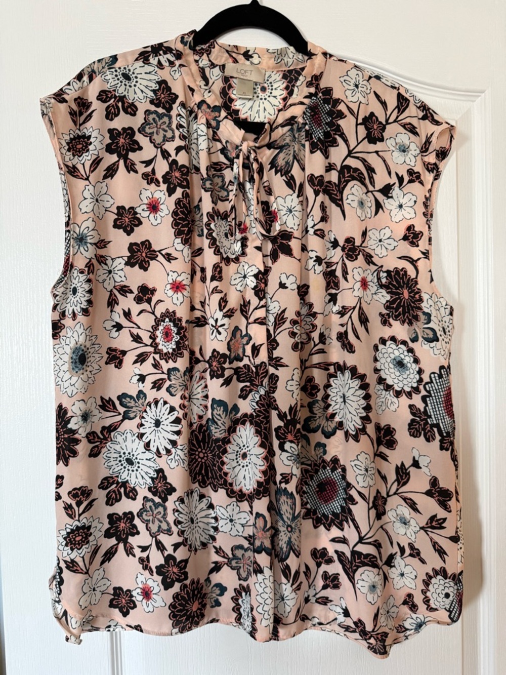 LOFT Floral Tie-Neck Sleeveless Top